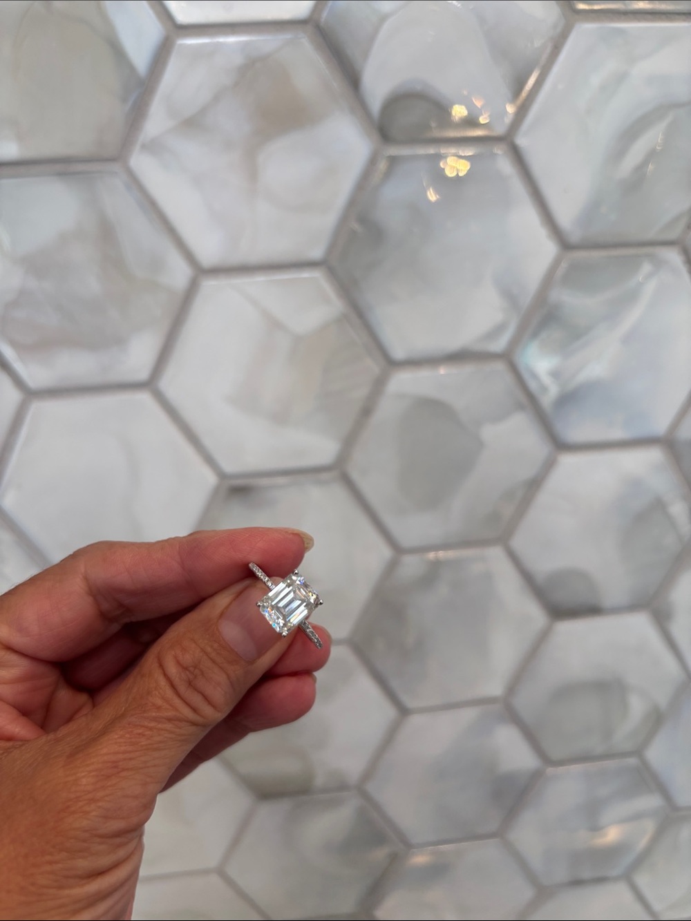 Square Halo Solitaire Ring Moissanite 4Carats   in 925 sterling silver.